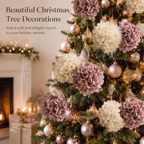 Artificial Hydrangea Flowers 12 Pack for Christmas Wreaths & Home Decor