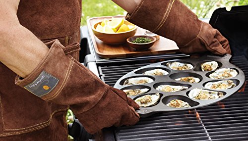 Cast Iron Oyster Grill Pan with 12 Cavities - Black, Durable Non-Stick Coating