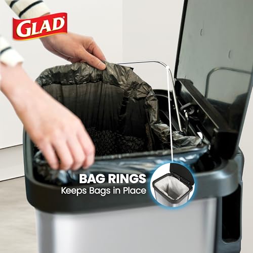 Stainless Steel Trash Can with Clorox Odor Protection - 13 Gallon, Soft-Close Lid, Fingerprint Resistant, Rear Bag Compartment - Stainless