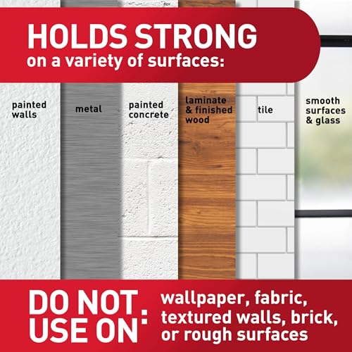Command Medium Black Curtain Rod Hooks with 4 Hooks and 12 Strips - Damage-Free Installation