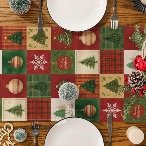 Siilues 13'' x 72'' Christmas Table Runner Xmas Trees Snowflakes Holiday Decor