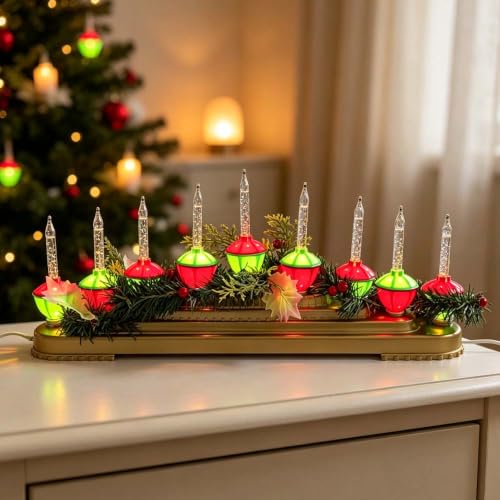 Multicolor Retro Bubble Light Centerpiece with 9 Glitter Bubble Lights - Christmas Decor