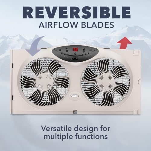 Window Fan with Reversible Airflow - 3-Speed, Programmable Thermostat, Remote, Fits 24-36 Inches