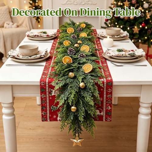 Real Touch Cedar Garland 6 ft – Christmas Mantle Decor by YHAOGALI, 1 Pack