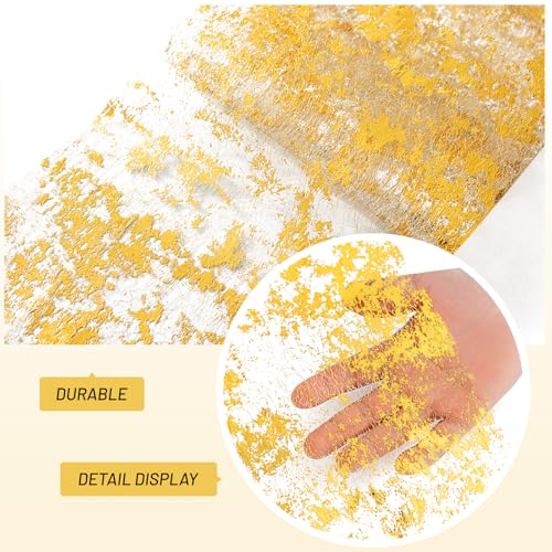 NALVXIN Gold 50ft Glitter Table Runner - 11 in Wide Thin Metallic Mesh for Wedding & Party Decor (Gold, 50FT)