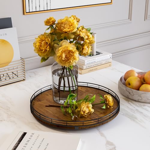 16-Inch Farmhouse Oak Lazy Susan Organizer - Walnut Finish
