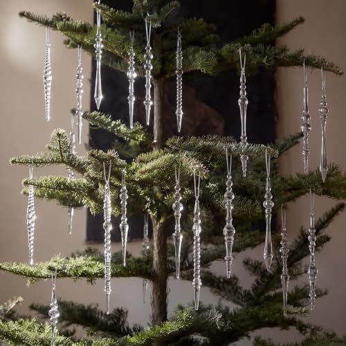 Tondiamo 48-Piece Crystal Icicle Ornaments Set for Christmas Tree - Acrylic