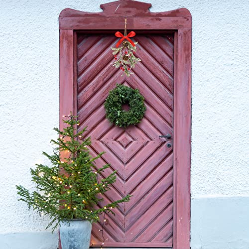 Giegxin 2 Pack Christmas Mistletoe Ornaments Red Bright Style Holiday Decor