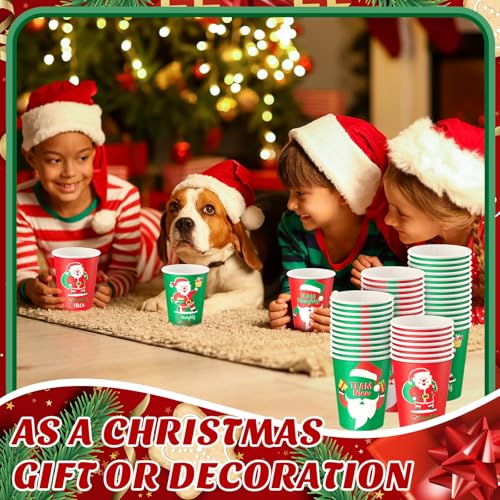 Zhehao 100 Pieces Christmas Paper Cups 9 oz Naughty or Nice Team Design for Hot Beverages