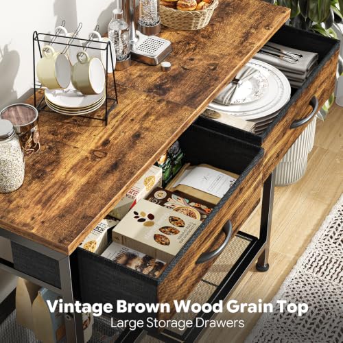 Narrow 32-Inch Console Table with 2 Fabric Drawers, Multi-Use Sofa & Entryway Table