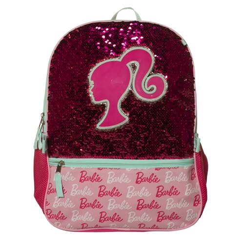 Barbie Pink 4-Piece Backpack Set with Sequin Flip Bag for Girls - School & Travel