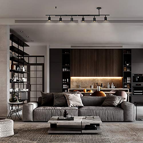 Matte Black 64-Inch 6-Light Track Lighting Fixture with Adjustable Heads - West Variation