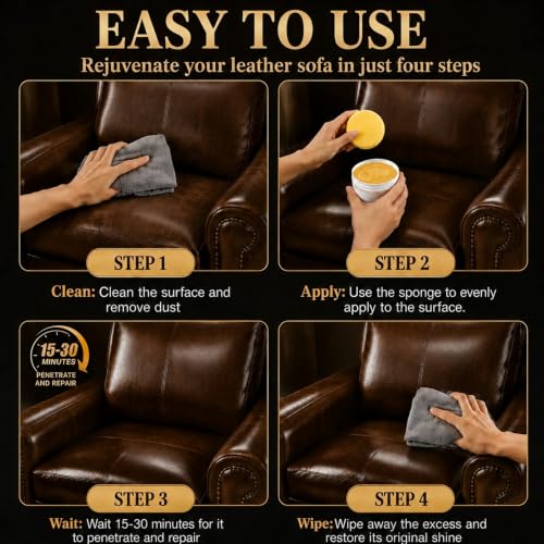 Wood & Leather Furniture Repair Salve with Sponge - 8oz - Natural Care for Dull & Dry Surfaces