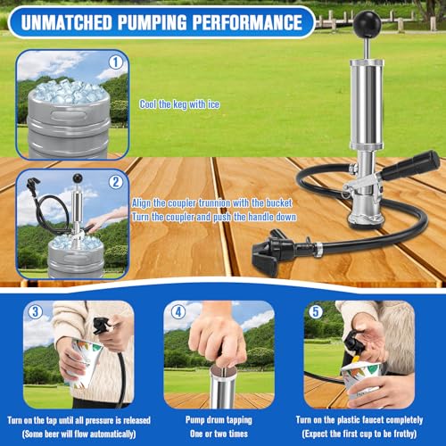 8-Inch Keg Party Pump Kit - Beer Tap Dispenser for Domestic Kegs