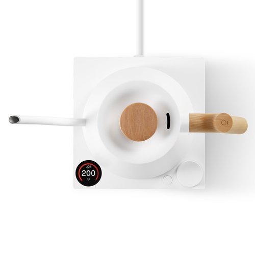 Fellow Stagg EKG Pro Electric Gooseneck Kettle - Pour-Over Coffee and Tea, Quick Heating, Precise Temperature Control, Scheduling, Built-in Brew Timer, Matte White with Maple Wood Handle, 0.9 Liter