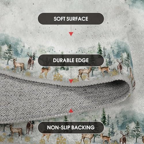 Artoid Mode 2x3 ft Grey Deer Snowflakes Christmas Door Mat Non-Slip Washable Entryway Rug