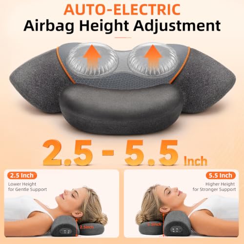 Grey 3-in-1 Cordless Neck Massager Pillow with Heat, Vibration & Remote