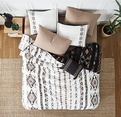 King Size Reversible Comforter Set - 7 Pieces Western Bedding Brown