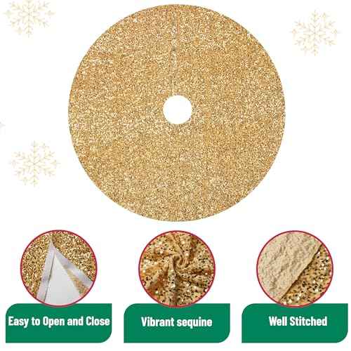 Mr. Pen- Small Christmas Tree Skirt 24 inch, Gold Sequin Tree Skirt, Christmas Skirt Tree, Xmas Tree Skirt, Mini Tree Skirt Mini Christmas Tree Skirt Small Tree Skirts, Gold Christmas Tree Skirt Gold