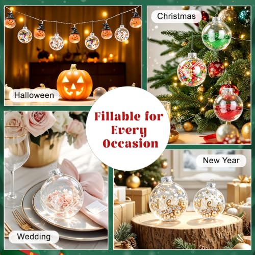 3.15 Inch Clear Plastic Fillable Christmas Ornament Balls - Pack of 12