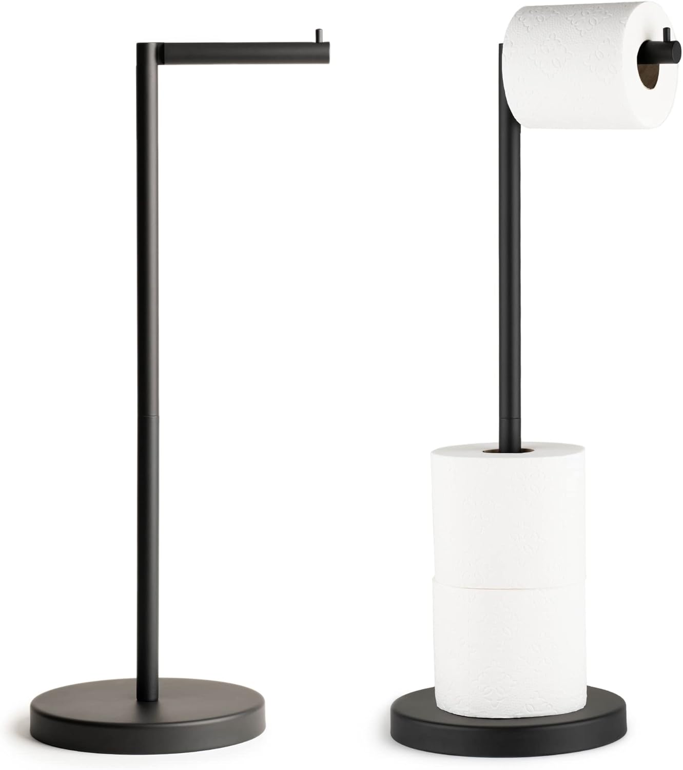 Marmolux Acc - Modern Free Standing Toilet Paper Holder - Matte Black Stainless Steel for 4 Rolls