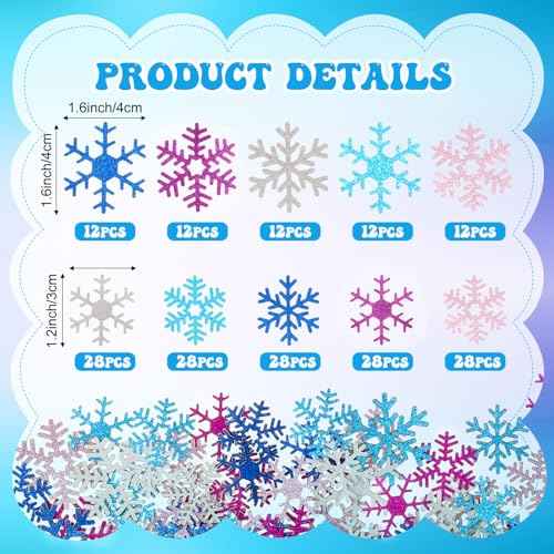 Pasimy 200 Pcs Glitter Snowflakes Confetti Frozen Birthday Table Decorations Iridescent Snowflakes Paper Confetti Holiday Table Sprinkle for Birthday Wedding Baby Shower Winter Wonderland Party Decor