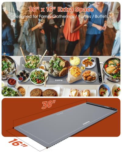 Food Warming Mat XXL 36 x 16 Inch Gray for Buffets & Parties