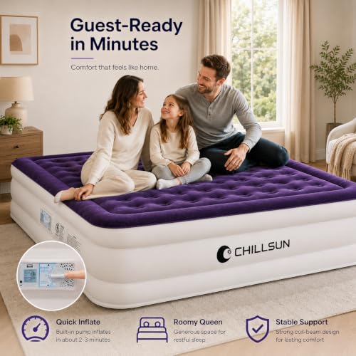 Purple King Air Mattress with Built-in Pump - 18 Inch Raised Comfort Bed