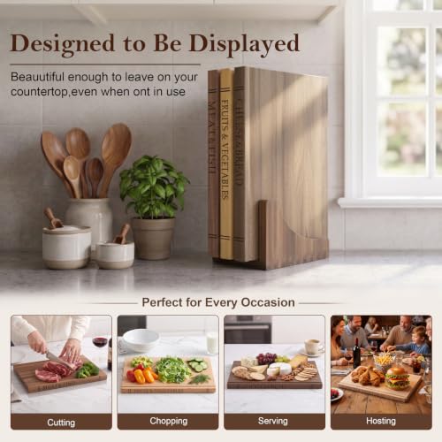 Acacia Wooden Book-Shaped Cutting Board Set for Kitchen & Decor, 3pcs