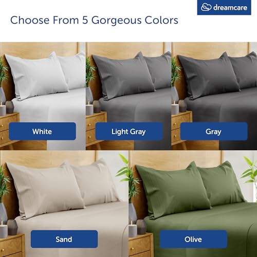 Olive DreamCare King Size Rayon Bamboo Cooling Bed Sheets 4pc Set