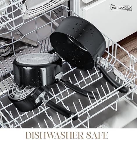 Nonstick Saucepan Set with Lids - 1QT, 2QT, 3QT Ceramic Coating - Black