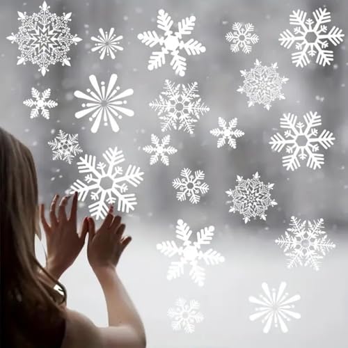 114Pcs Christmas Decorations Window Stickers Clings Snowflakes
