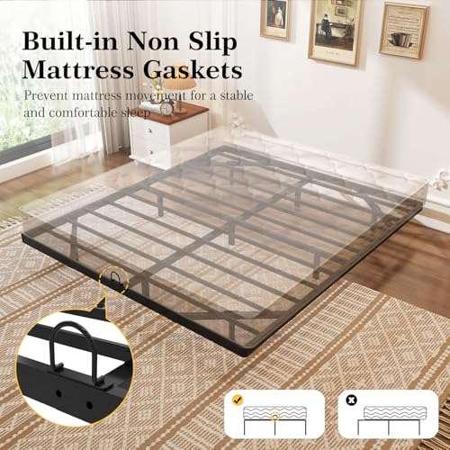Queen Size Floating Bed Frame with Smart LED Lights - Modern Suspended Design