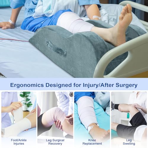KingPavonini Leg Elevation Pillow for After Surgery, Single Leg, Grey