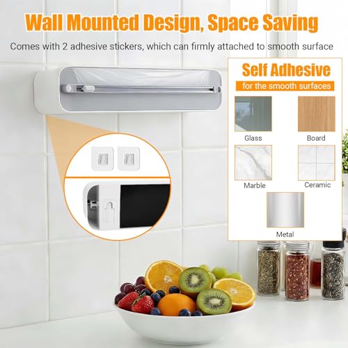 Dovipira 2 Pack Large Magnetic Plastic Wrap & Foil Dispensers Gray & White
