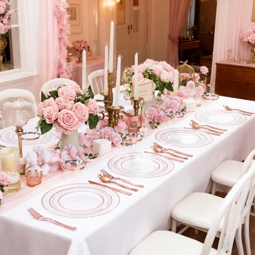 Ciaell 150PCS Rose Gold Disposable Plate Set with Cutlery - Wedding & Party Supplies
