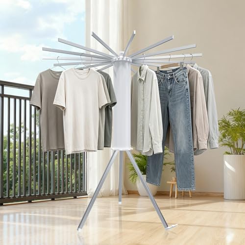 Foldable Clothes Rack with 16 Aluminum Poles - Portable Garment Organizer