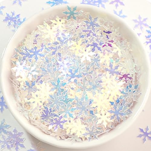 LannuMet 2000 Pack Iridescent Snowflake Confetti 9mm for Winter Decorations & Crafts