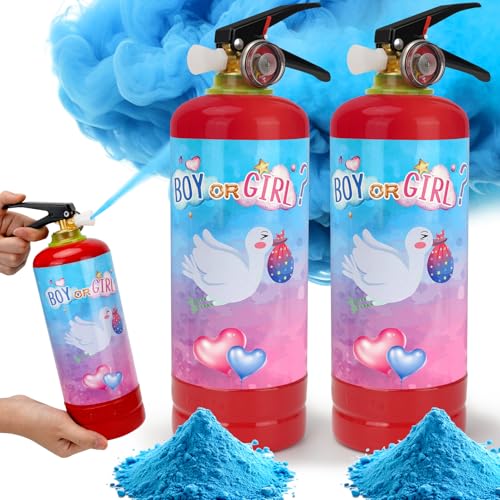 Blue Gender Reveal Fire Extinguisher 2 Pack - Party Decor, Biodegradable & Large Effect