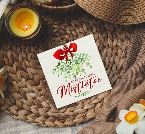 Meet Me Under The Mistletoe Christmas Sign - Rustic Wooden Holiday Decor