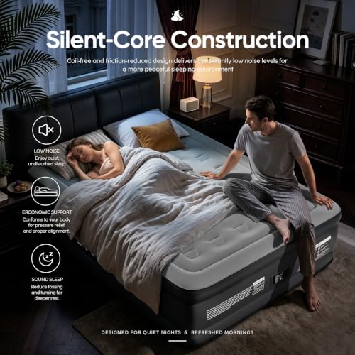 DIVON Black Queen Air Mattress with Built-in Pump, 18 Inch Raised Bed, Supports 800lb
