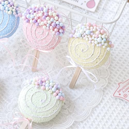 Christmas Lollipop Ornaments 6pcs Pastel Color Candy Tree Hanging Set