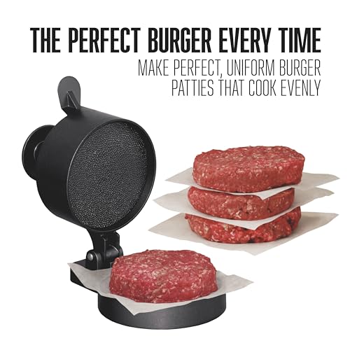 Spring Ejector Burger Press - 4 1/2 Inch Diameter Patty Maker, Adjustable Thickness, Single