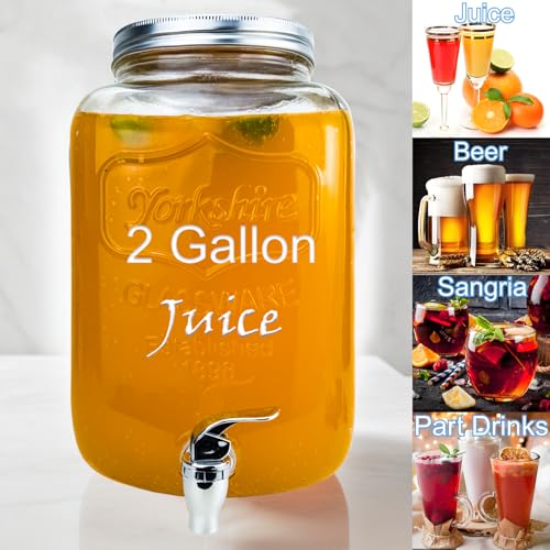 2 Gallon Double Glass Beverage Dispenser with Stand - Ideal for Parties & BBQs