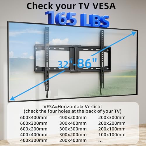 HOME VISION Heavy Duty Fixed TV Wall Mount 32-86 Inch Model 8601 - Space Saving Flat Screen Bracket