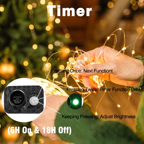 GAINMET 66FT 200 LED Fairy Lights with 13 Modes & Timer, Warm White