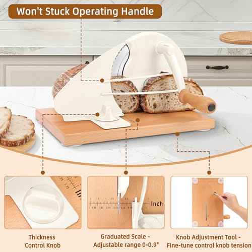 Cream Manual Bread Slicer for Sourdough & Artisan Loaves - CAWIU Upgraded Cover