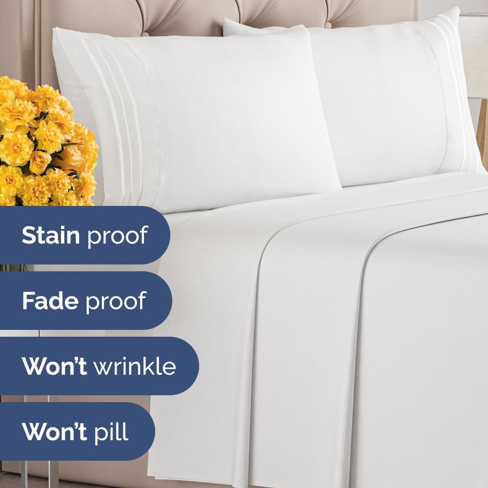 Ultra-Soft Twin XL Flat Sheets by [Brand Name] - 20-Pack Hotel Quality, Breathable & Cooling - Fade & Wrinkle Free, Stain Resistant, White