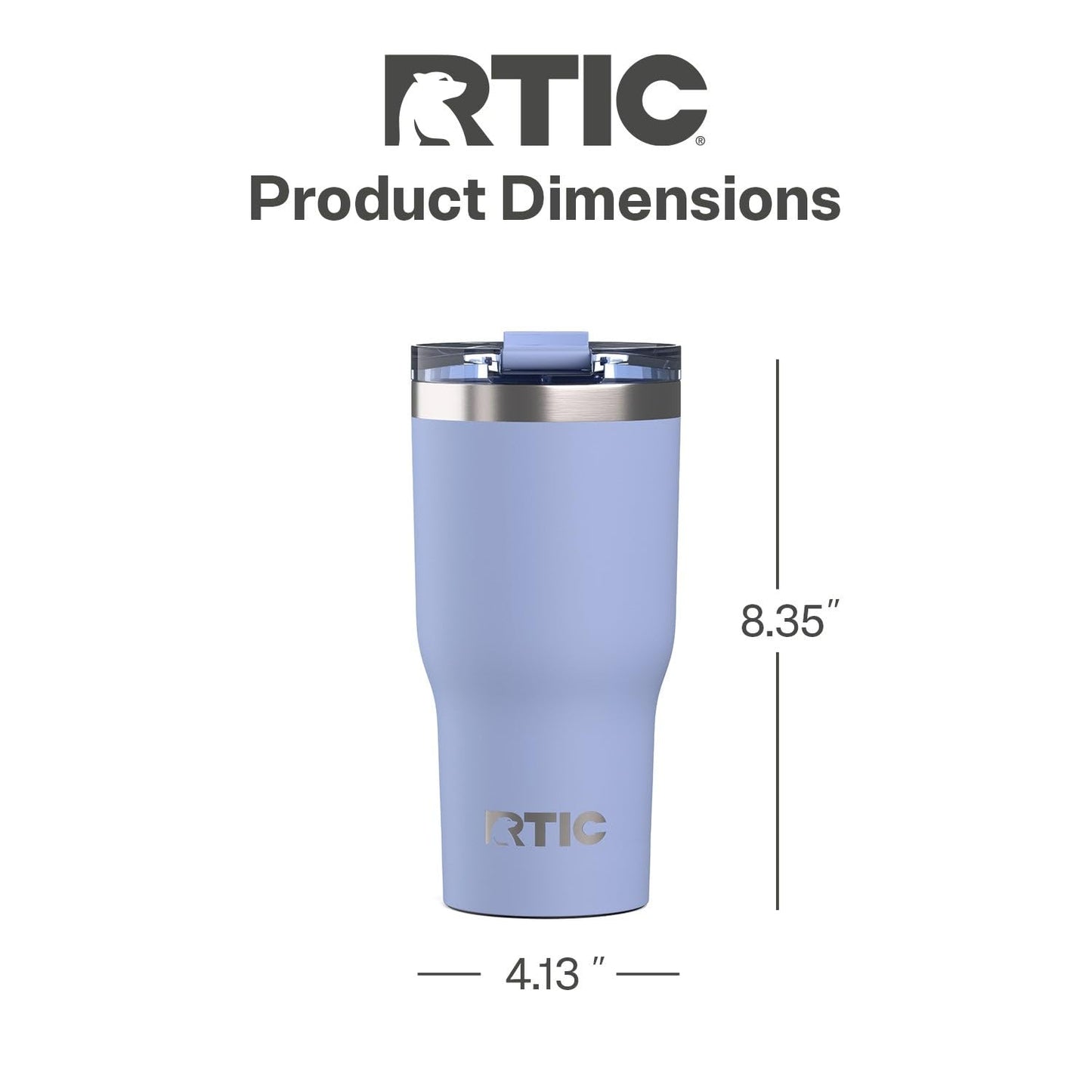 RTIC 30oz Essential Tumbler with Lid, Ceramic Lined, Insulated, Stainless Steel, Metal, Double Wall Vacuum-Insulation, Travel Cup for Iced Coffee, Tea, Hot and Cold Drink, Periwinkle