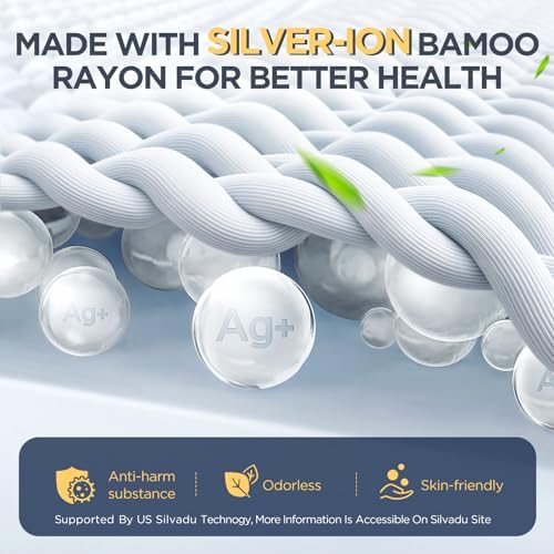 Skiennix Waterproof King Mattress Protector - Silver-Infused Bamboo Rayon for Health | Hypoallergenic & Odor-Free